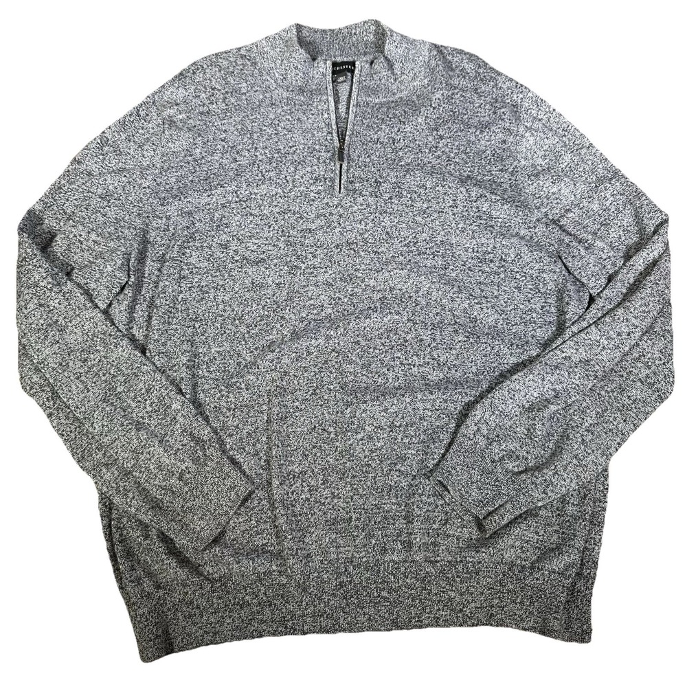 Rochester Men's 1XLT Tall Sweater  1/4 Zip  Gray Cotton Cashmere Preppy Office